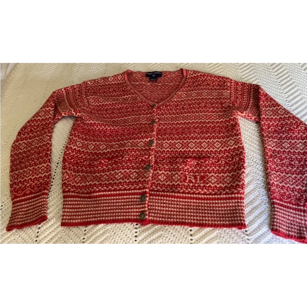 Ralph Lauren Polo Sport Vintage Wool Blend Cardigan Sweater. Size Medium